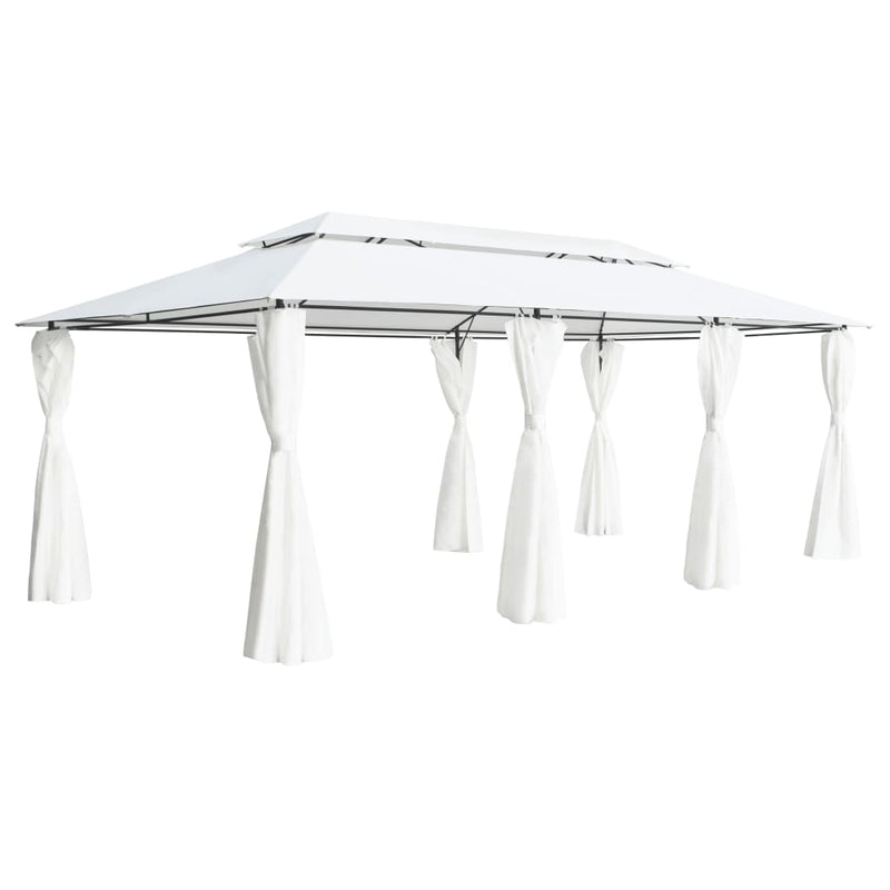 Load image into Gallery viewer, VidaXL Prieel met gordijnen 180g m² 600x298x270 cm wit