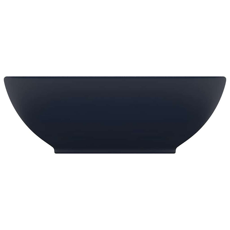 Load image into Gallery viewer, Vidaxl wastafel ovaal 40x33 cm keramiek mat donkerblauw