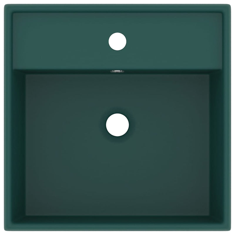 Load image into Gallery viewer, Vidaxl wastafel met overloop vierkant 41x41cm keramiek mat donkergroen