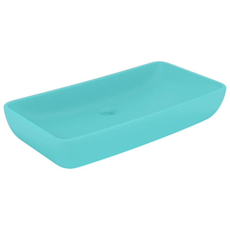 Load image into Gallery viewer, Vidaxl wastafel rechthoekig 71x38 cm keramiek mat lichtgroen