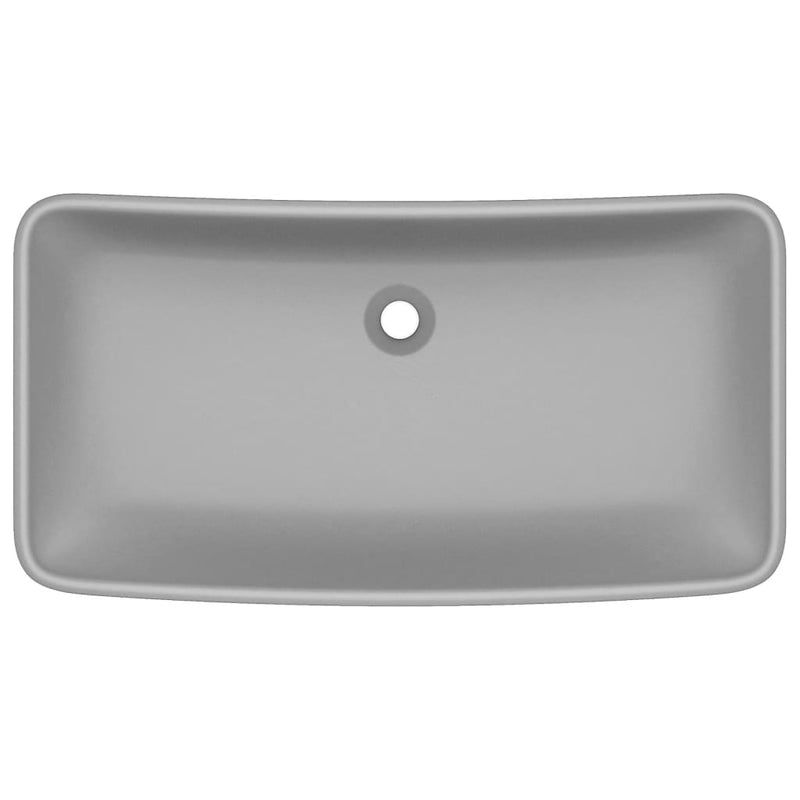 Load image into Gallery viewer, Vidaxl wastafel rechthoekig 71x38 cm keramiek mat lichtgrijs