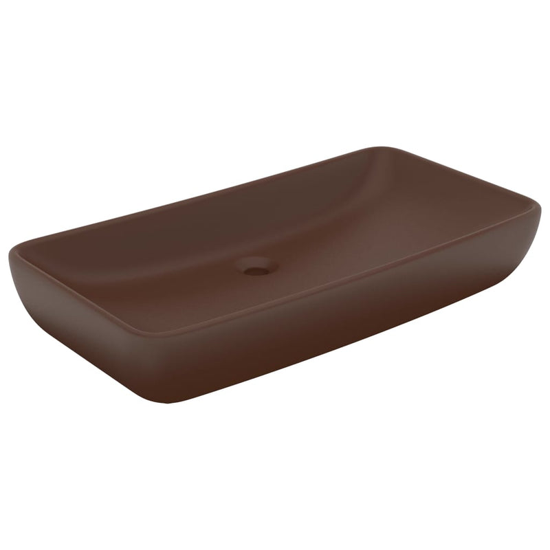 Load image into Gallery viewer, Vidaxl wastafel rechthoekig 71x38 cm keramiek mat donkerbruin
