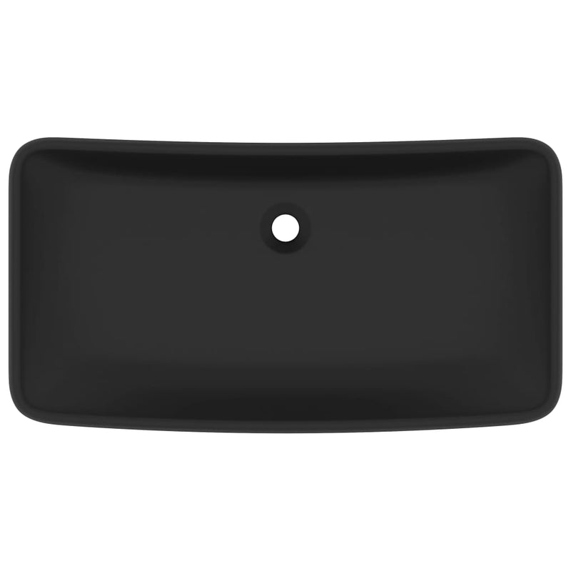 Load image into Gallery viewer, Vidaxl wastafel rechthoekig 71x38 cm keramiek matzwart