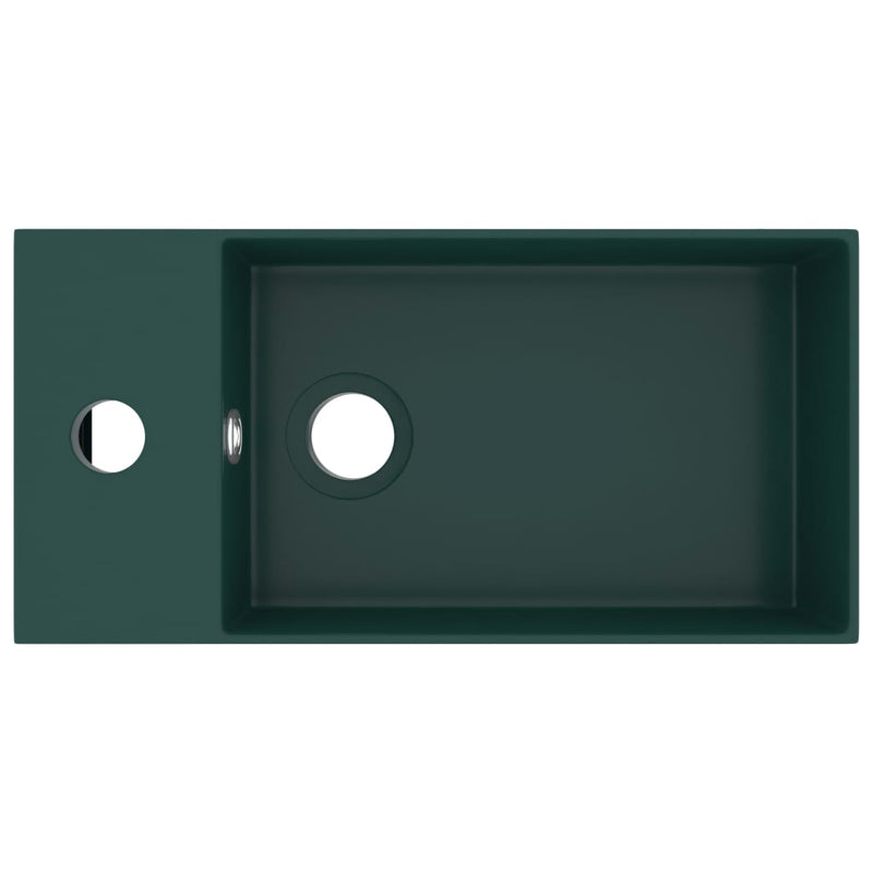 Load image into Gallery viewer, Vidaxl wastafel met overloop keramiek donkergroen