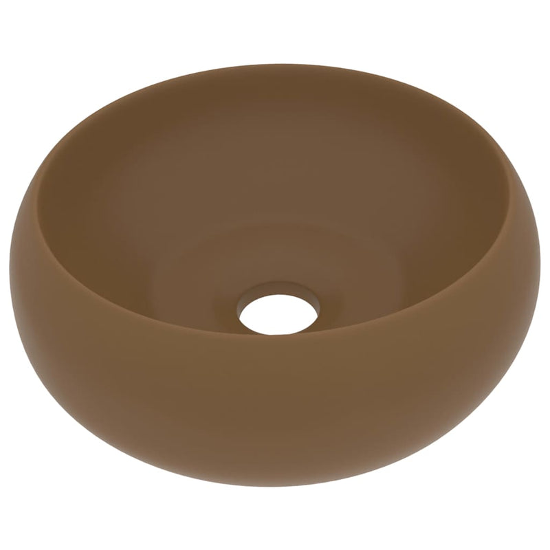 Load image into Gallery viewer, Vidaxl wastafel rond 40x15 cm keramiek matcrème