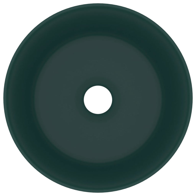 Load image into Gallery viewer, Vidaxl wastafel rond 40x15 cm keramiek mat donkergroen