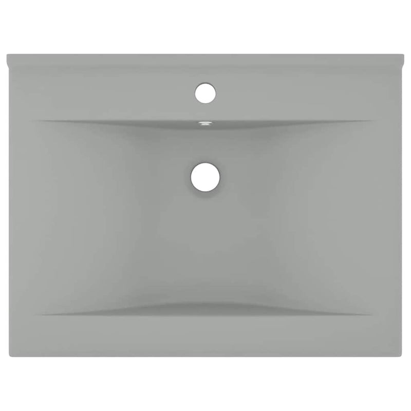 Load image into Gallery viewer, Vidaxl wastafel met kraangat 60x46 cm keramiek mat lichtgrijs