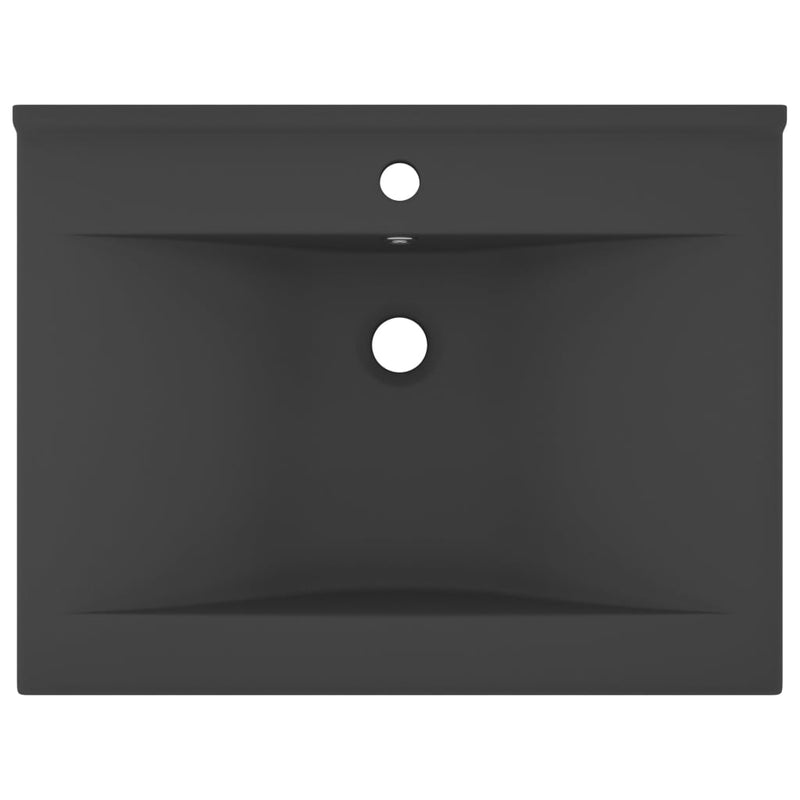Load image into Gallery viewer, Vidaxl wastafel met kraangat 60x46 cm keramiek mat donkergrijs