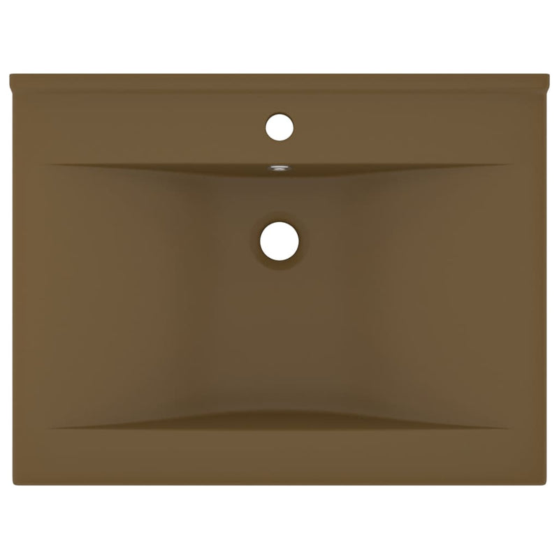 Load image into Gallery viewer, Vidaxl wastafel met kraangat 60x46 cm keramiek matcrème