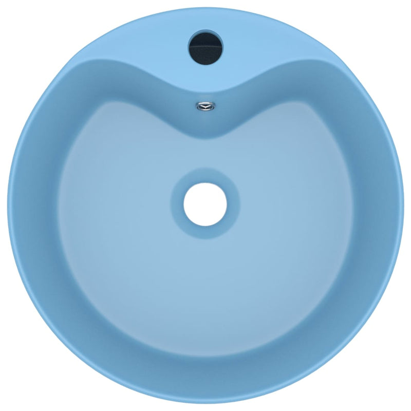 Load image into Gallery viewer, Vidaxl wastafel met overloop 36x13 cm keramiek mat lichtblauw