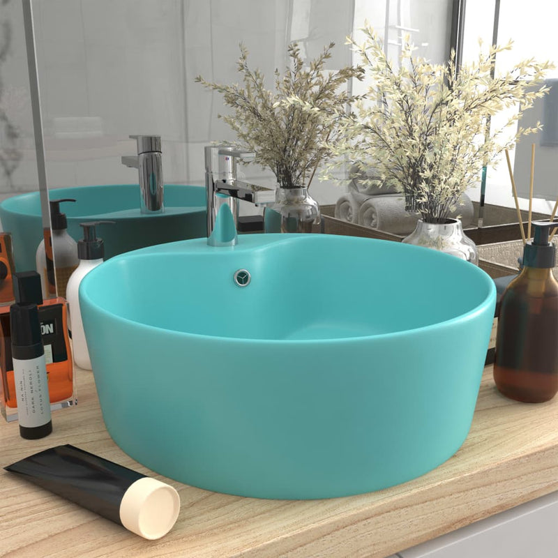 Load image into Gallery viewer, Vidaxl wastafel met overloop 36x13 cm keramiek mat lichtgroen