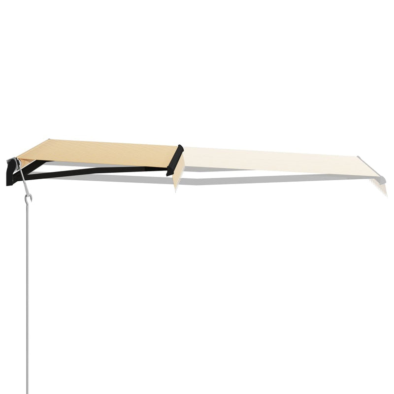 Load image into Gallery viewer, VidaXL Luifel uittrekbaar met windsensor en LED 300x250 cm geel en wit