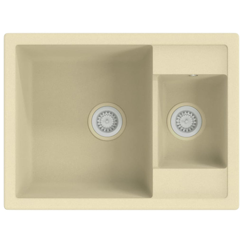 Load image into Gallery viewer, Vidaxl gootsteen dubbele bakken met overloopgat graniet beige