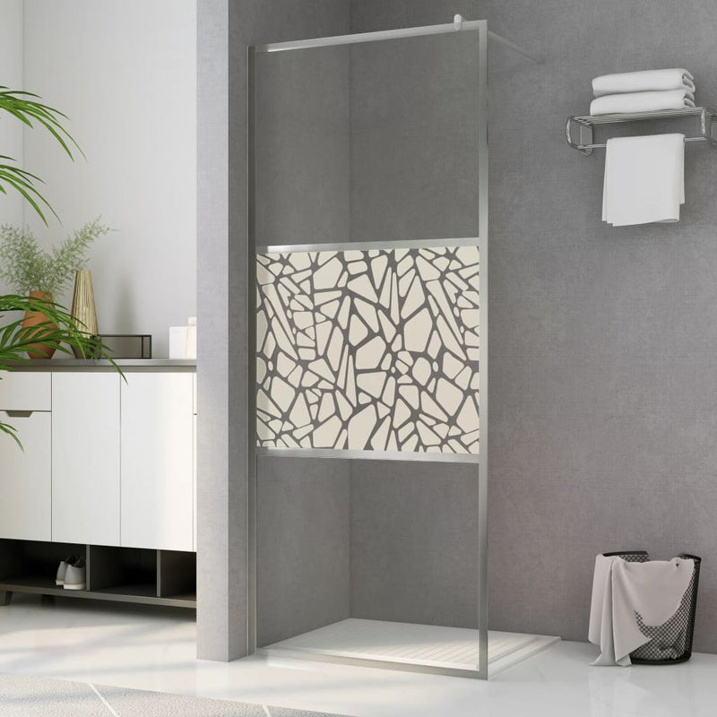 Load image into Gallery viewer, VidaXL Inloopdouchewand met stenenmotief 115x195 cm ESG-glas