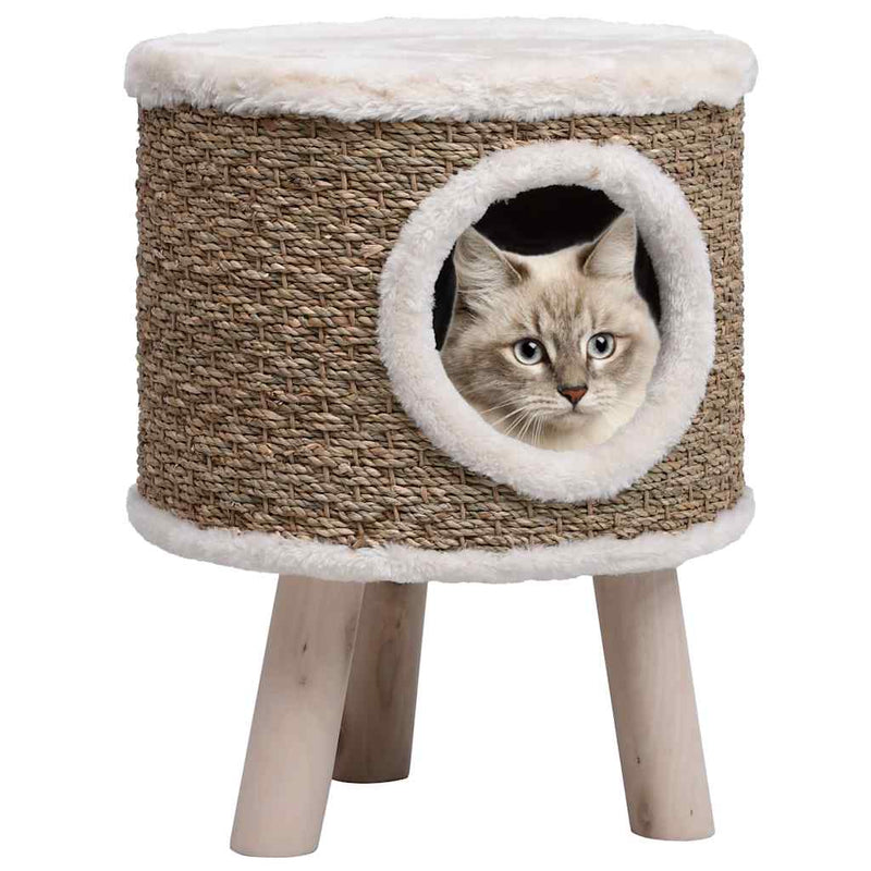 Load image into Gallery viewer, Vidaxl kattenhuis met houten poten 41 cm zeegras