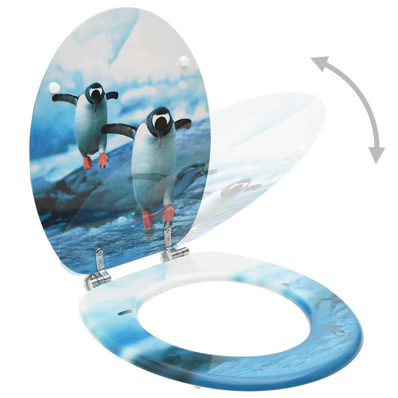Load image into Gallery viewer, VidaXL Toiletbrillen met deksel 2 st pinguïn MDF