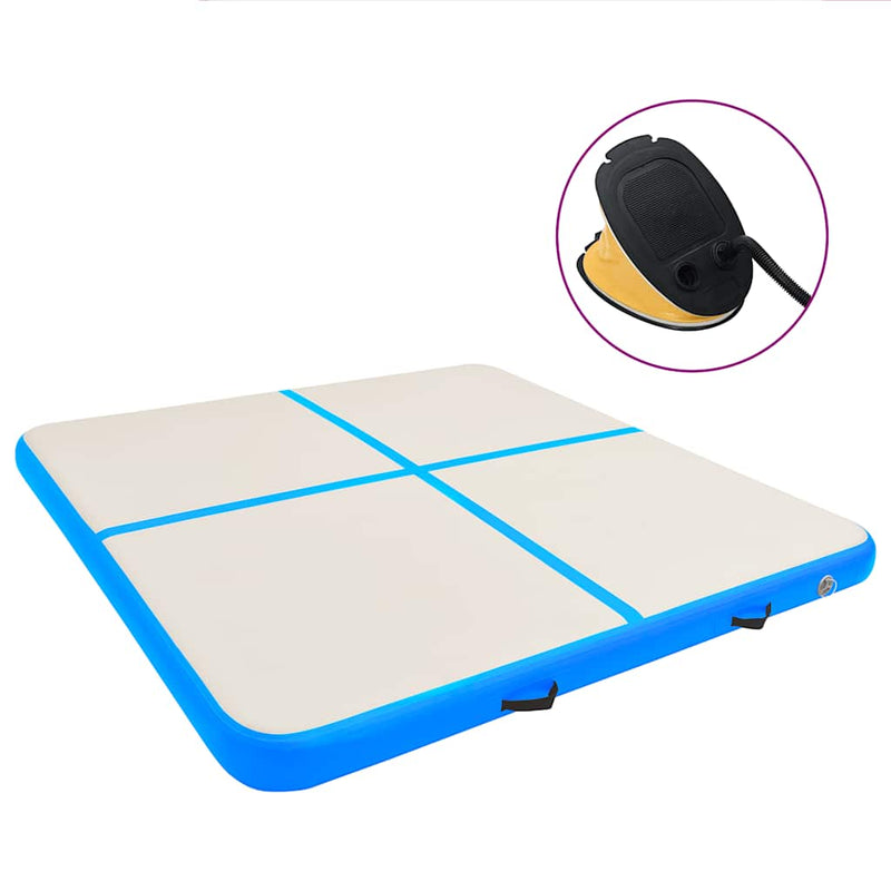 Load image into Gallery viewer, Vidaxl gymnastiekmat met pomp opblaasbaar 200x200x10 cm pvc blauw