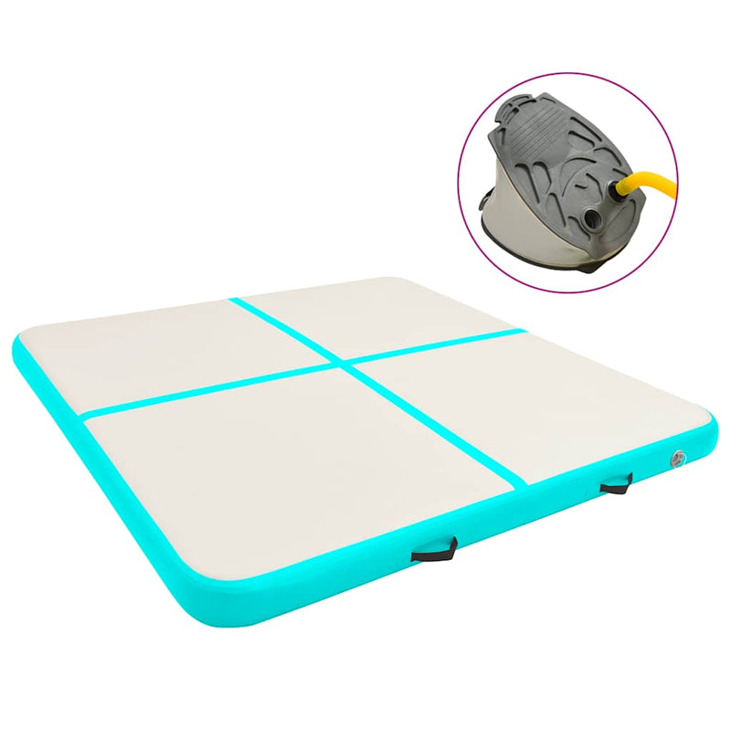Load image into Gallery viewer, Vidaxl gymnastiekmat met pomp opblaasbaar 200x200x15 cm pvc groen
