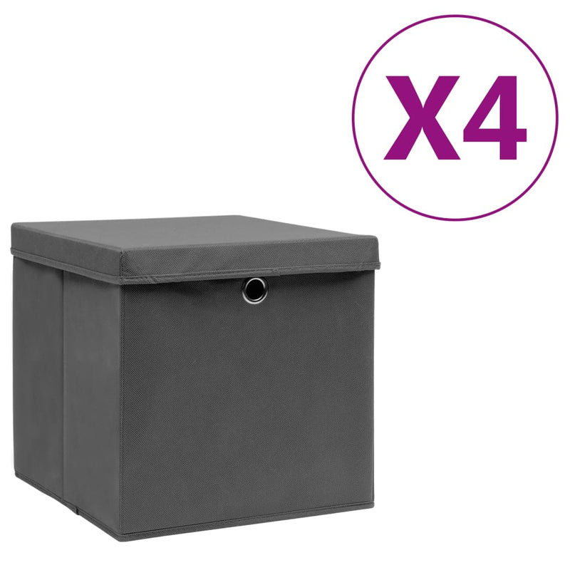Load image into Gallery viewer, Vidaxl opbergboxen met deksel 4 st 28x28x28 cm zwart
