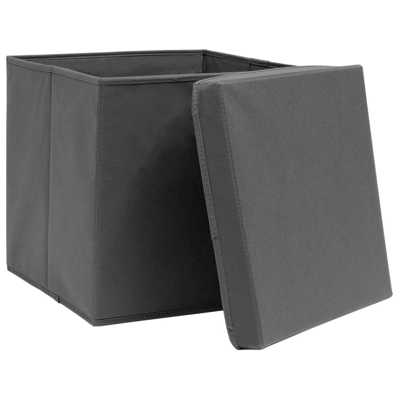 Load image into Gallery viewer, Vidaxl opbergboxen met deksel 4 st 28x28x28 cm zwart