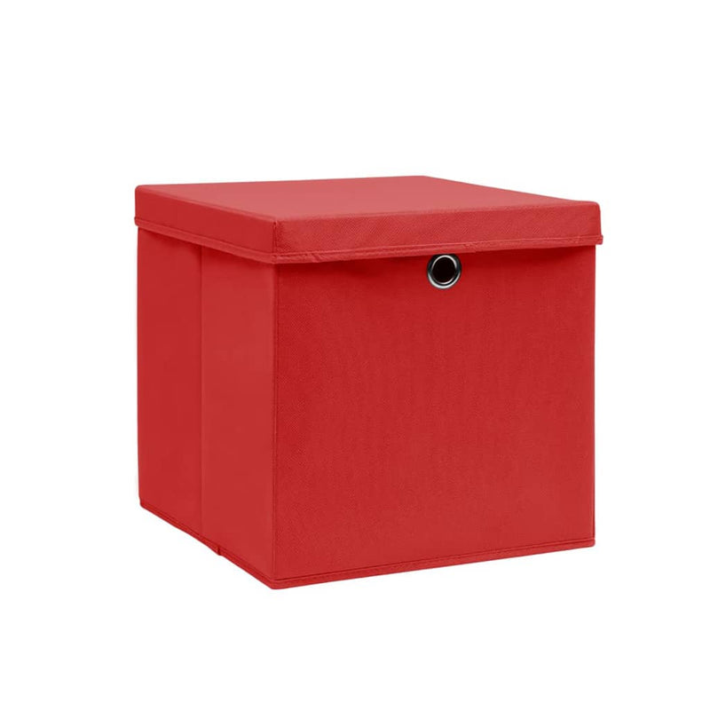 Load image into Gallery viewer, Vidaxl opbergboxen met deksel 10 st 28x28x28 cm rood