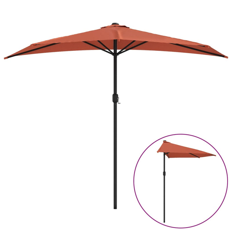 Afbeelding laden in galerijviewer, Vidaxl balkonparasol half met aluminium paal 270x144x222 cm terracotta