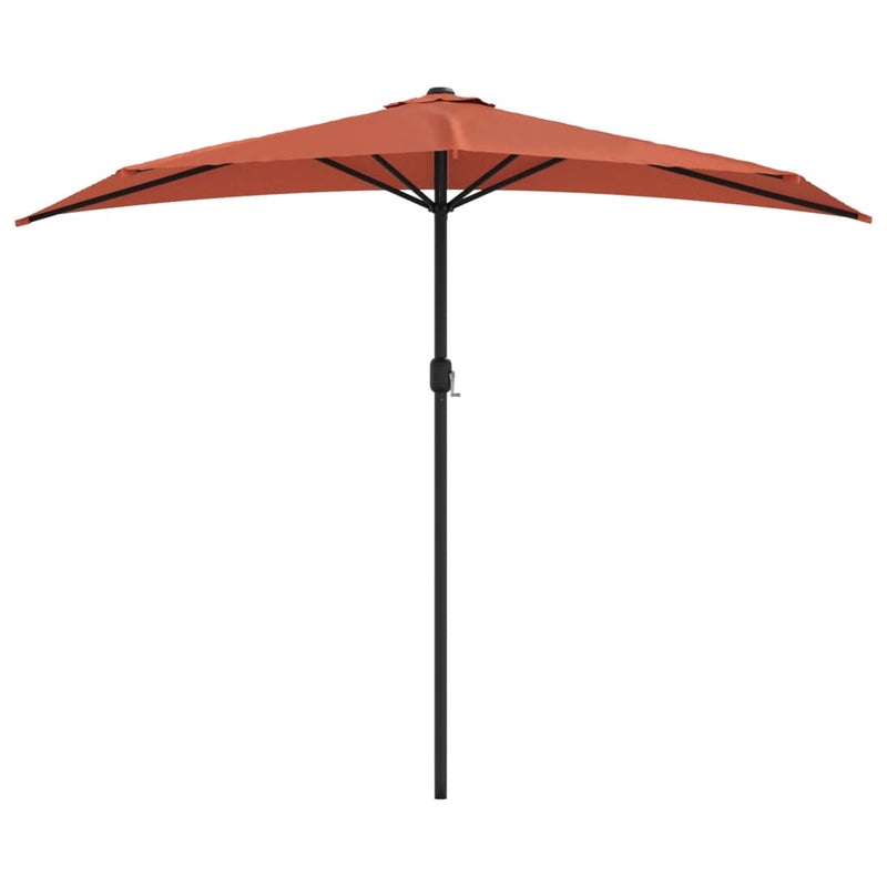Afbeelding laden in galerijviewer, Vidaxl balkonparasol half met aluminium paal 270x144x222 cm terracotta