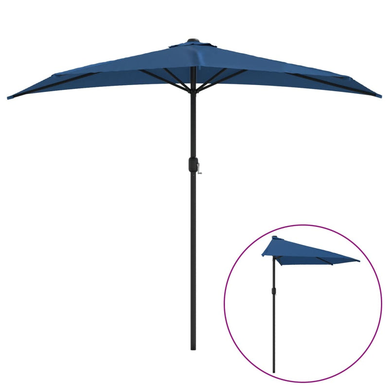 Load image into Gallery viewer, Vidaxl balkonparasol half met aluminium paal 270x144x222 cm blauw