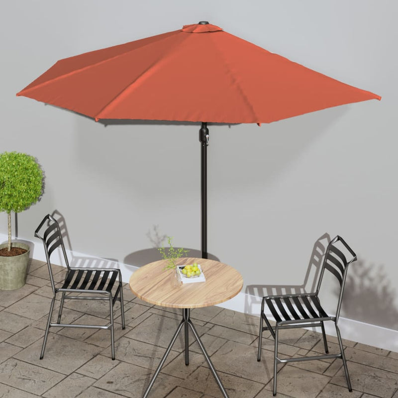 Load image into Gallery viewer, Vidaxl balkonparasol half met aluminium paal 300x155x223 cm terracotta