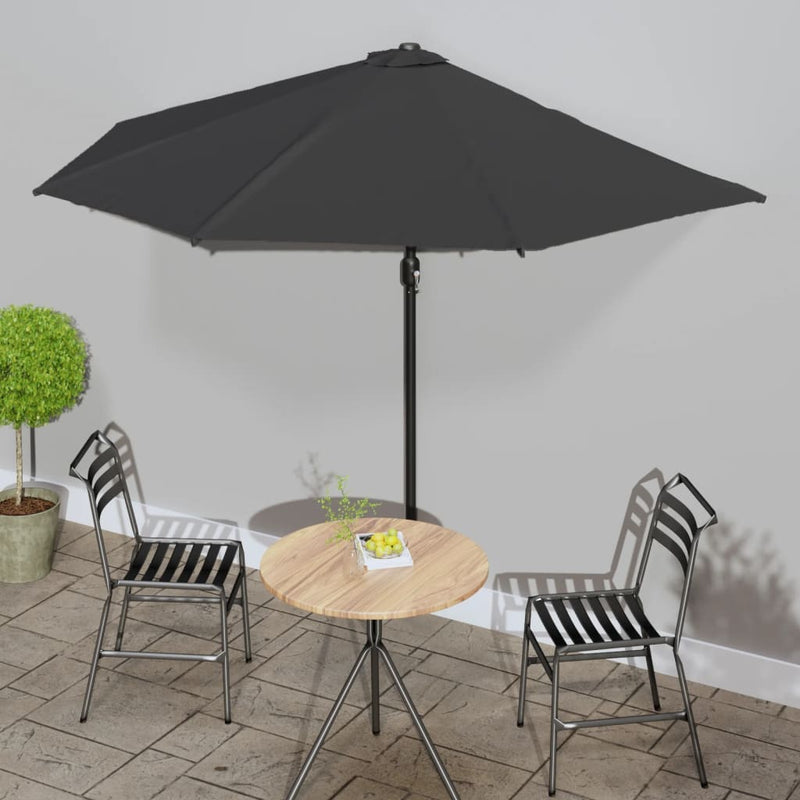 Load image into Gallery viewer, Vidaxl balkonparasol half met aluminium paal 300x155x223 cm zwart