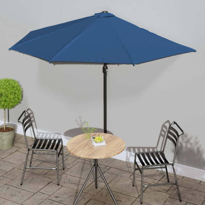 Load image into Gallery viewer, Vidaxl balkonparasol half met aluminium paal 300x155x223 cm blauw