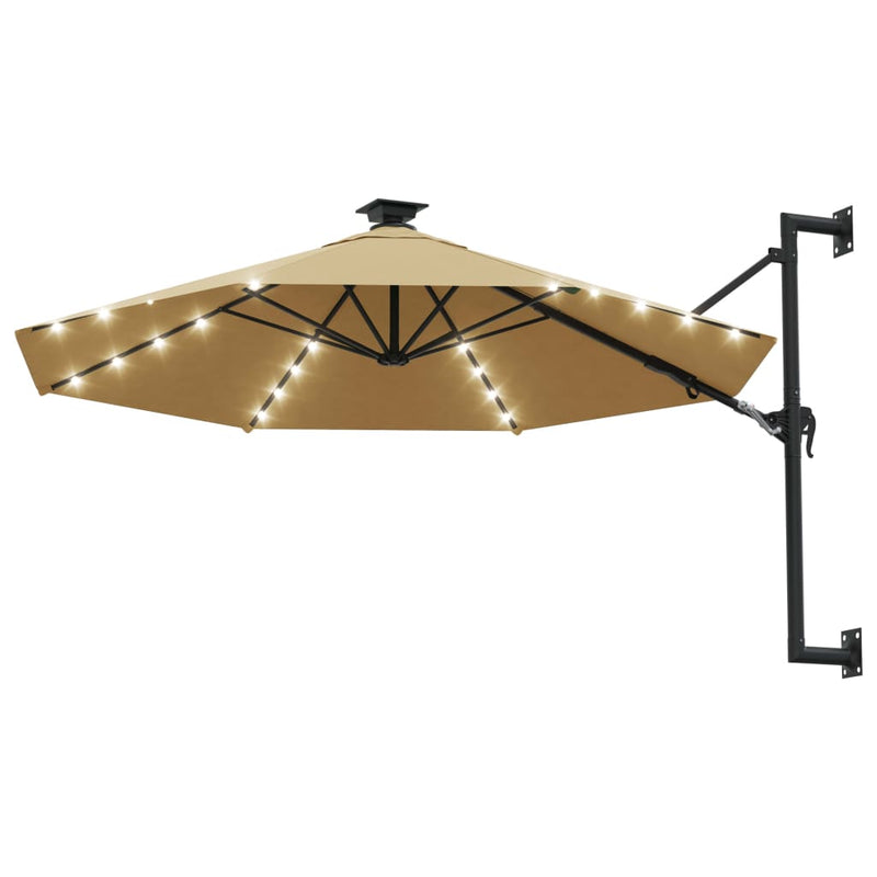 Load image into Gallery viewer, Vidaxl wandparasol met led's 300 cm taupe