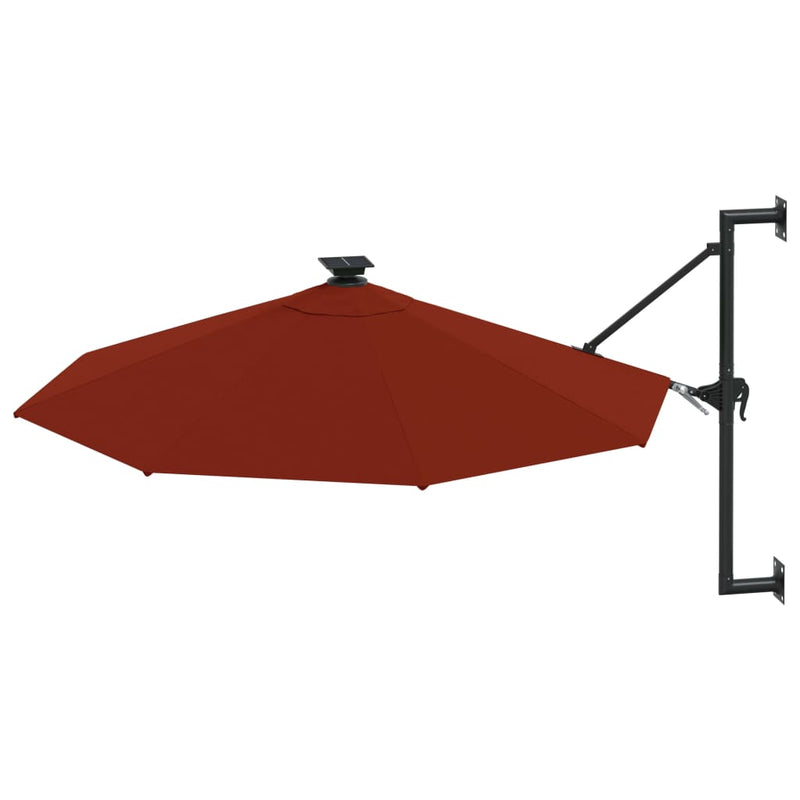 Load image into Gallery viewer, Vidaxl wandparasol met led's 300 cm terracottakleurig