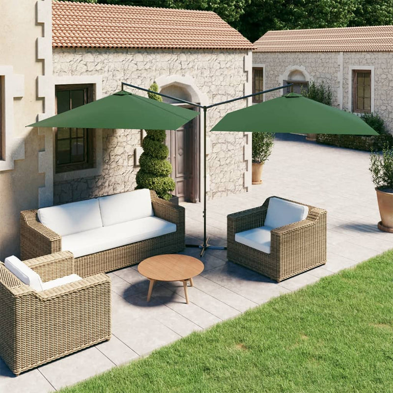 Load image into Gallery viewer, Vidaxl parasol dubbel met stalen paal 600x300 cm groen
