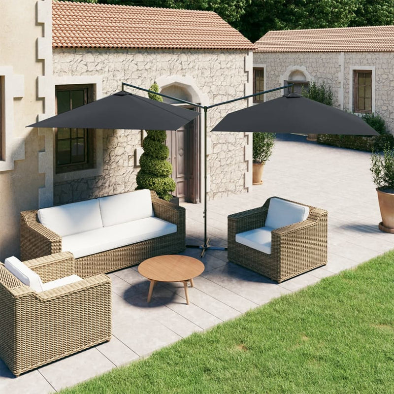 Load image into Gallery viewer, Vidaxl parasol dubbel met stalen paal 600x300 cm antracietkleurig