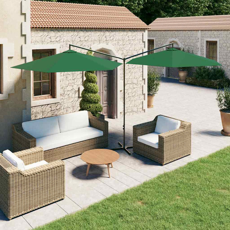 Load image into Gallery viewer, Vidaxl parasol dubbel met stalen paal 600 cm groen