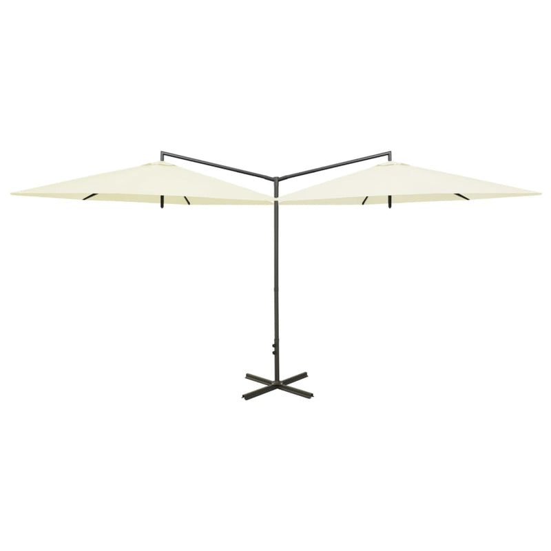 Load image into Gallery viewer, Vidaxl parasol dubbel met stalen paal 600 cm zandkleurig