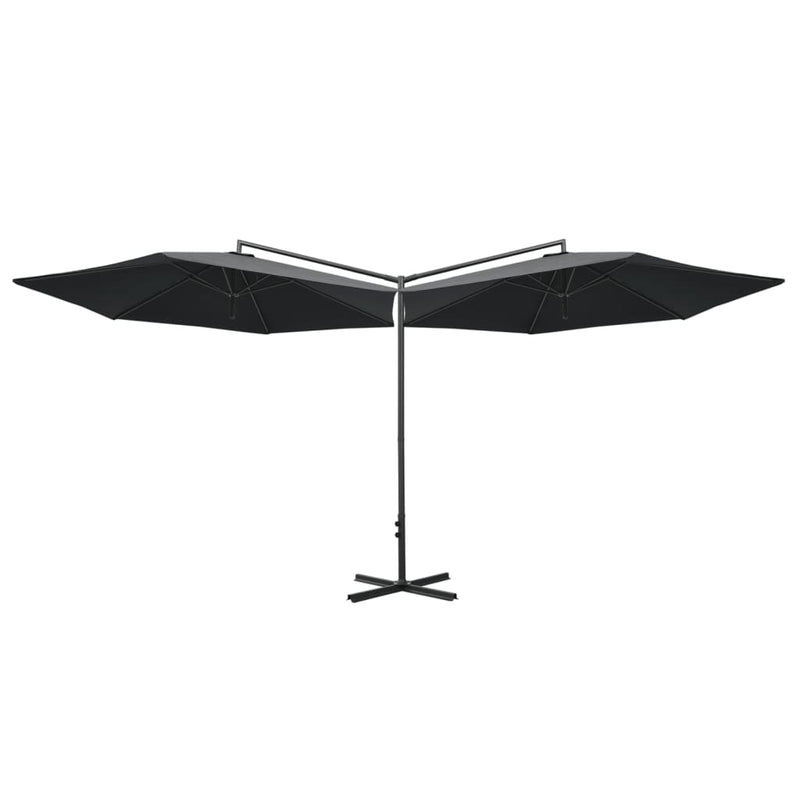 Load image into Gallery viewer, Vidaxl parasol dubbel met stalen paal 600 cm antracietkleurig