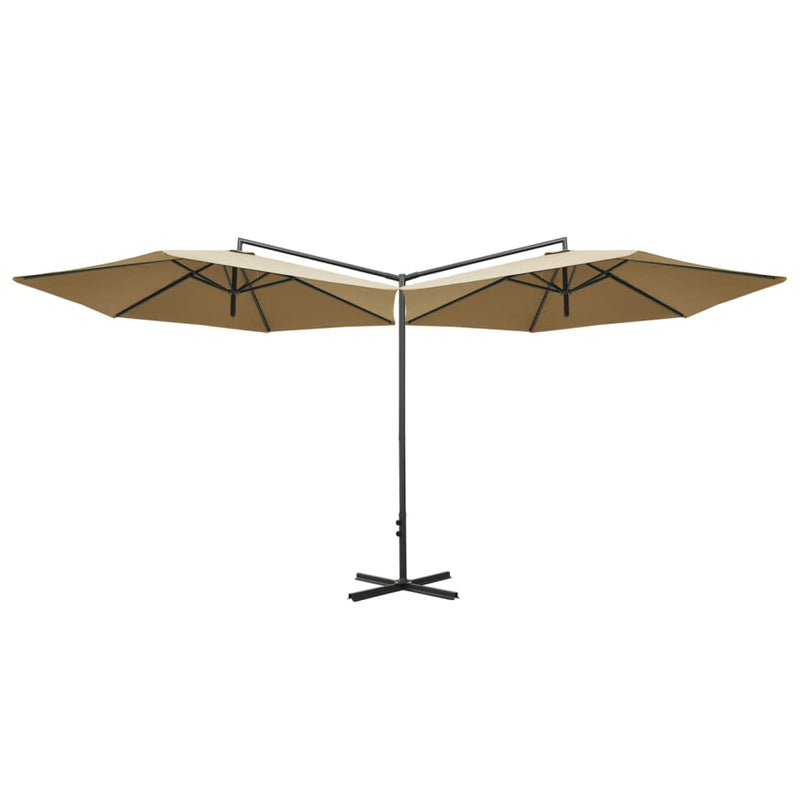 Load image into Gallery viewer, Vidaxl parasol dubbel met stalen paal 600 cm taupe