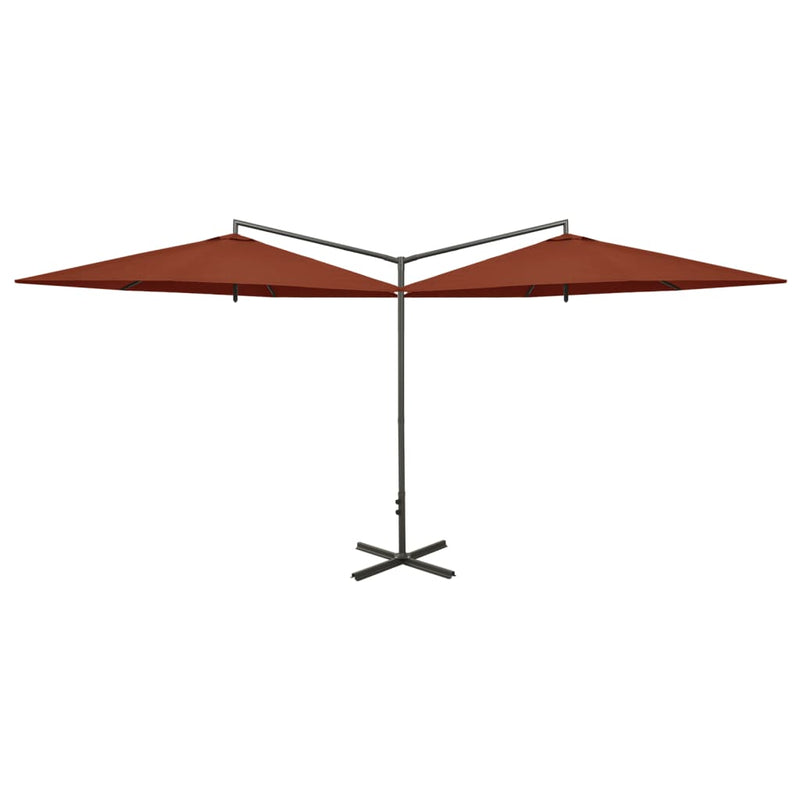 Load image into Gallery viewer, Vidaxl parasol dubbel met stalen paal 600 cm terracottakleurig