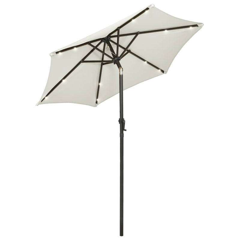 Load image into Gallery viewer, Vidaxl parasol met led-verlichting 200x211 cm aluminium zandkleurig
