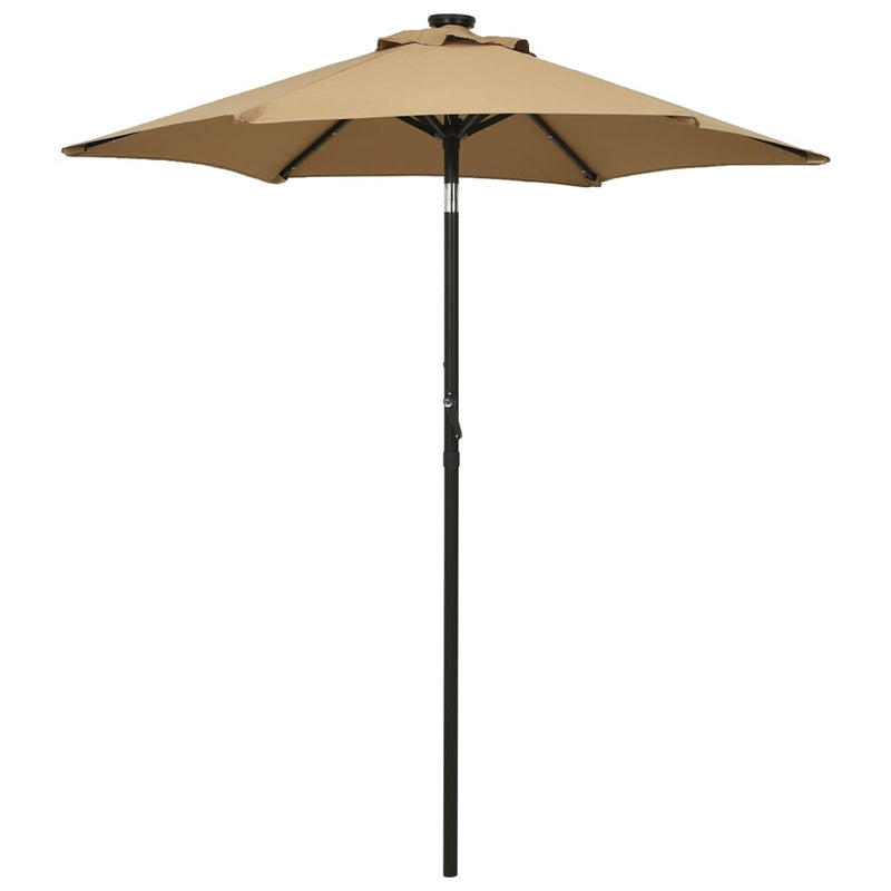 Afbeelding laden in galerijviewer, Vidaxl parasol met led-verlichting 200x211 cm aluminium taupe