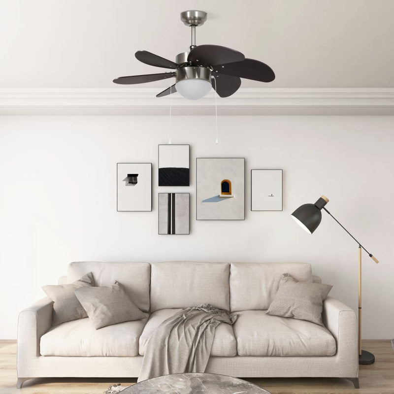 Load image into Gallery viewer, Vidaxl plafondventilator met lamp 76 cm donkerbruin