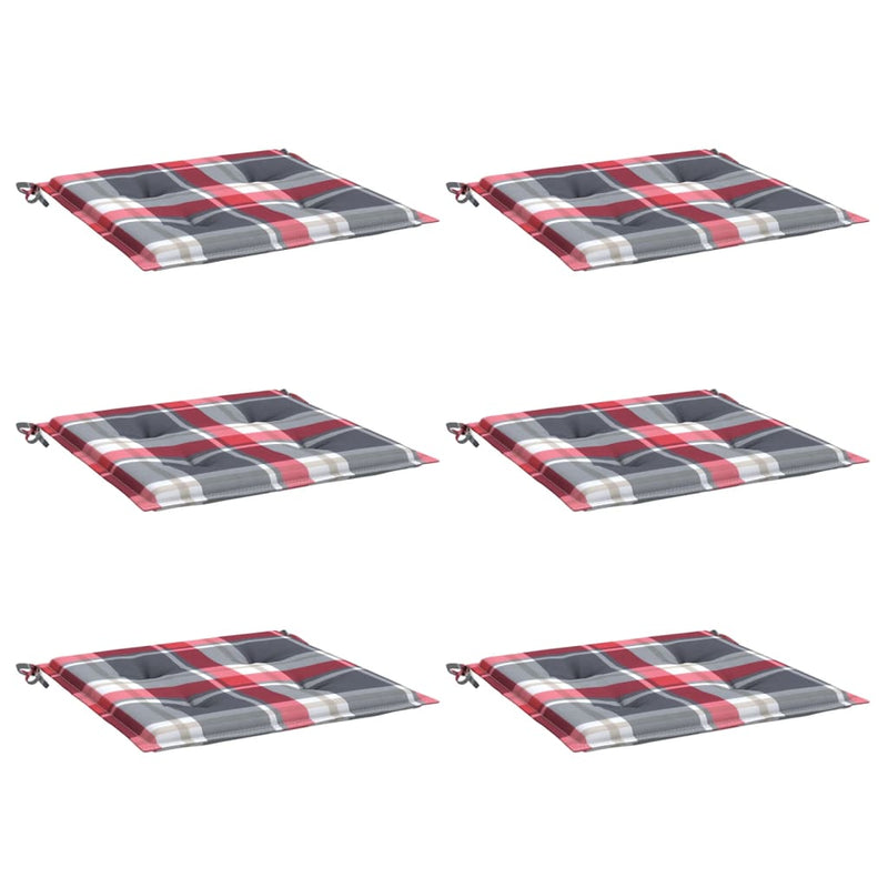 Afbeelding laden in galerijviewer, Vidaxl tuinstoelkussens 6 st 40x40x4 cm oxford stof ruitpatroon rood