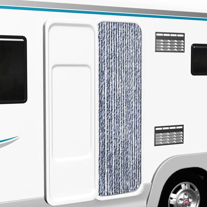 Load image into Gallery viewer, Vidaxl vliegengordijn 56x200 cm chenille blauw en wit