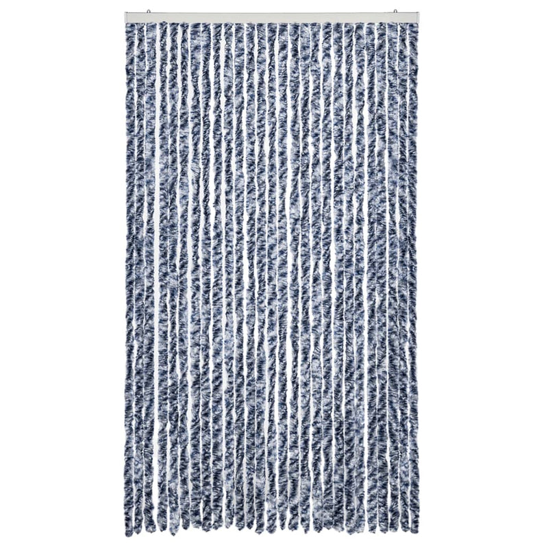 Load image into Gallery viewer, Vidaxl vliegengordijn 118x220 cm chenille blauw en wit