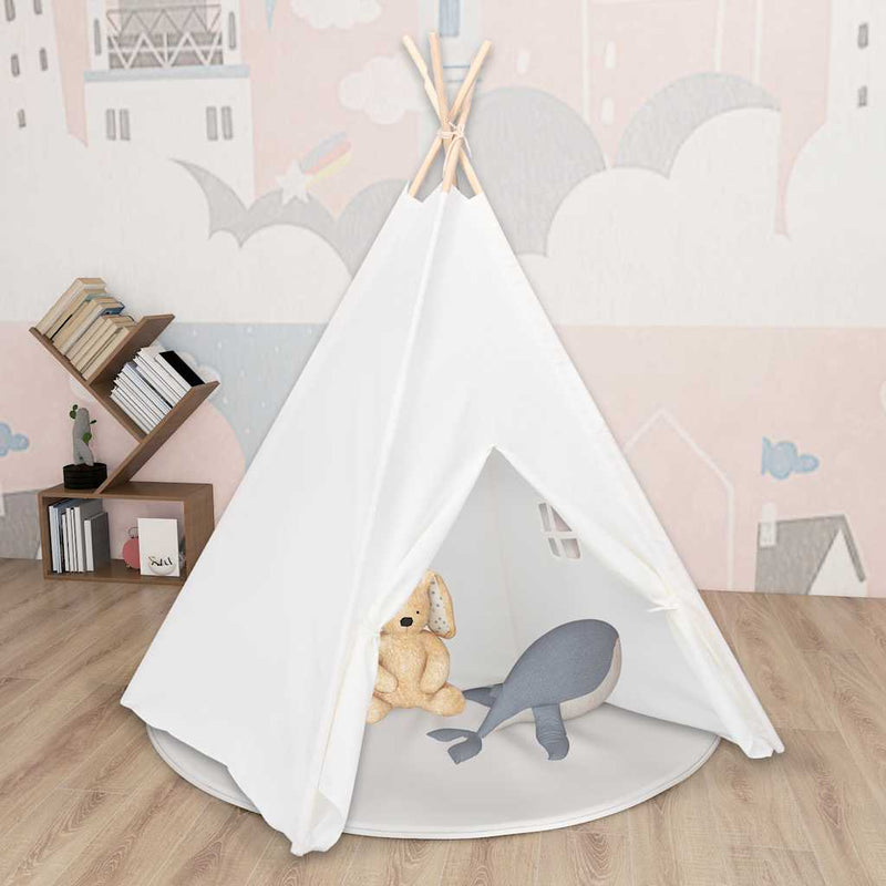 Load image into Gallery viewer, Vidaxl kindertipitent met tas 120x120x150 cm peachskin wit