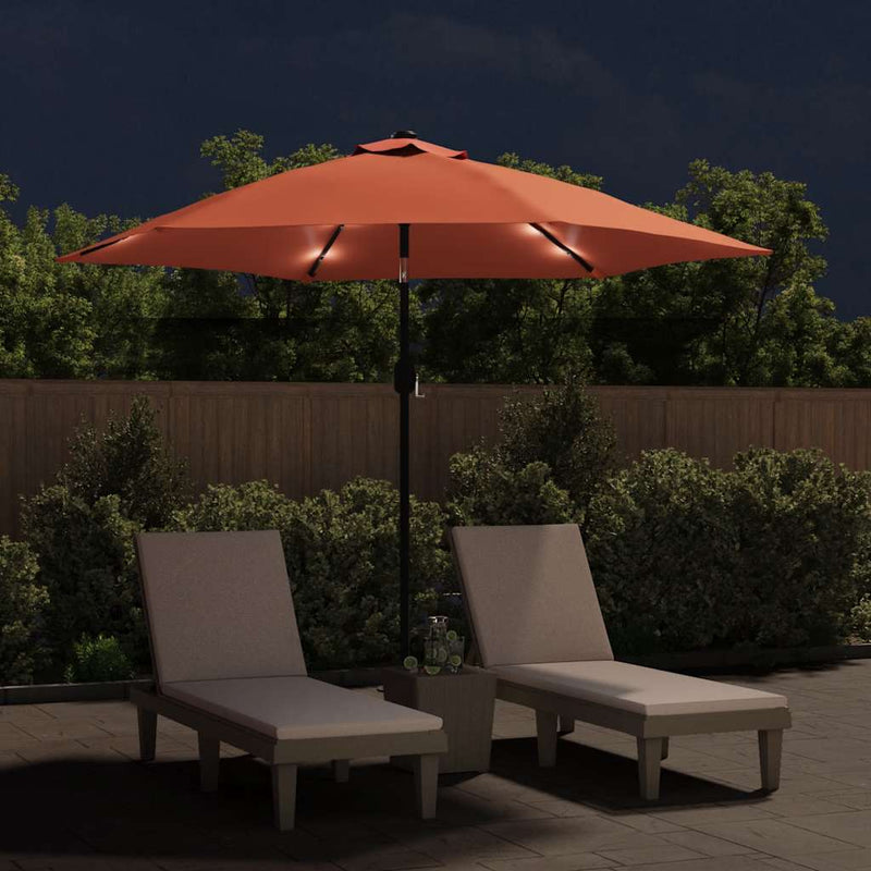 Load image into Gallery viewer, Vidaxl parasol met led-verlichting en stalen paal 300 cm terracotta