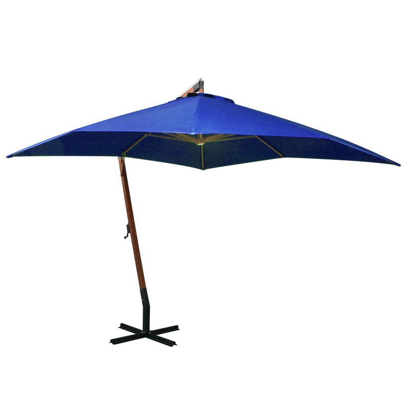 Load image into Gallery viewer, Vidaxl zweefparasol met paal 3x3 m massief vurenhout azuurblauw