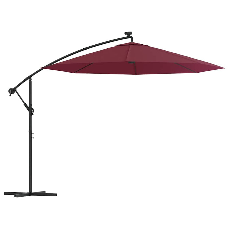 Load image into Gallery viewer, Vidaxl zweefparasol met led en stalen paal wijnrood